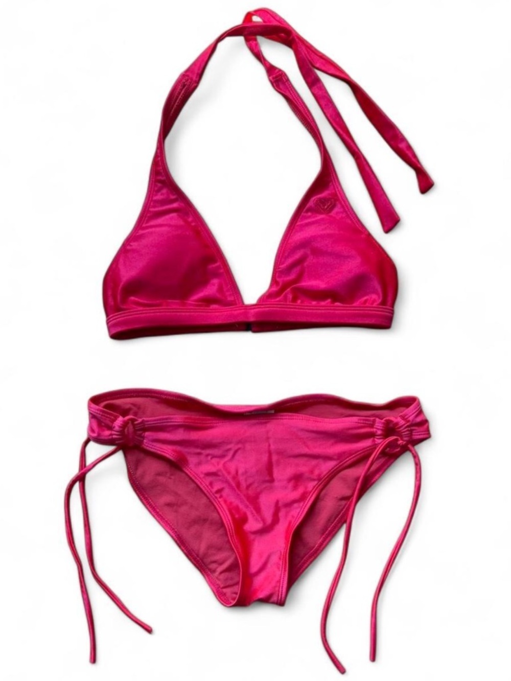 Roxy Hot Pink Bikini Set Halter Tie Side Swimwear